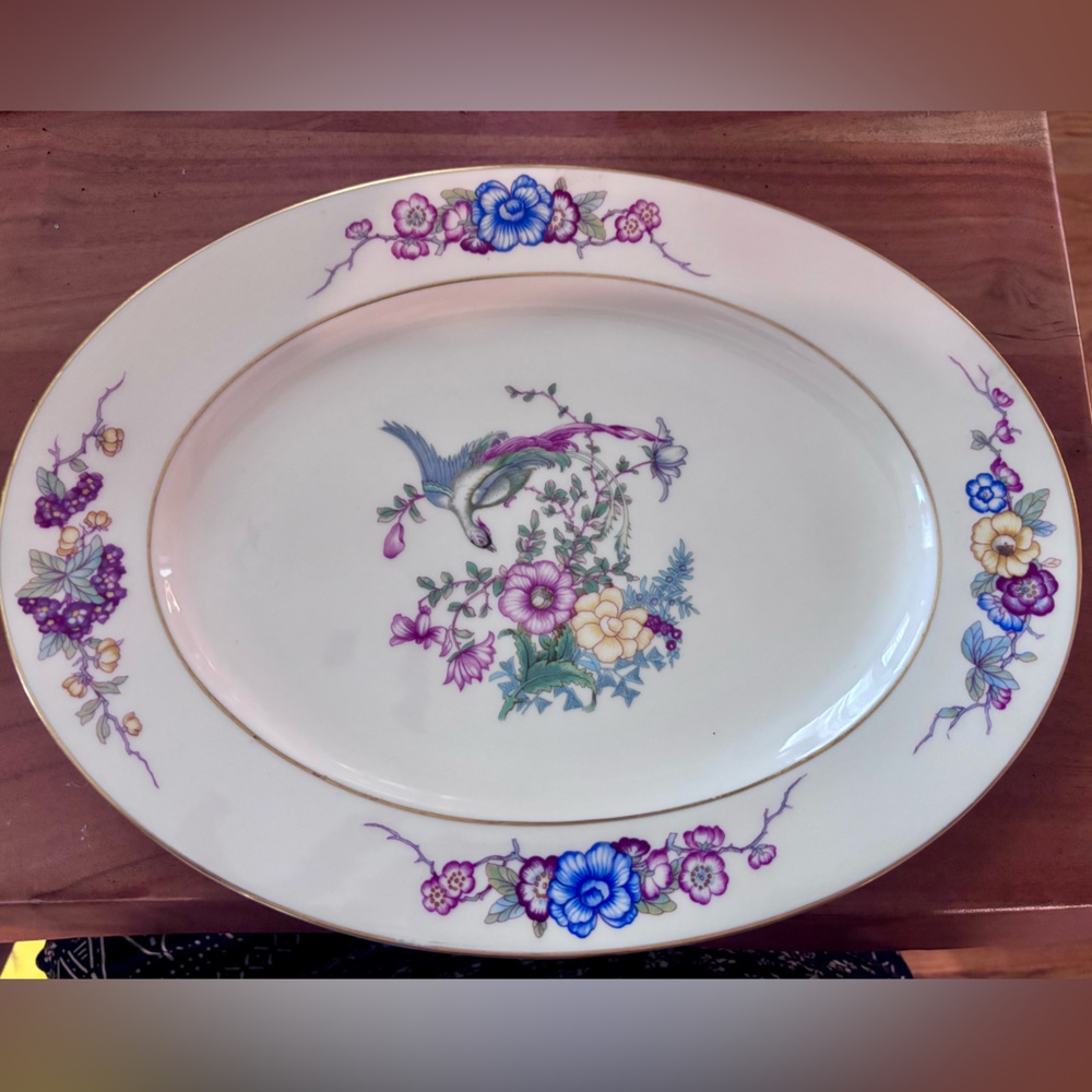 Phoenix china USA by Rosenthal gold trim and verge 13” Serveware Plattervintage